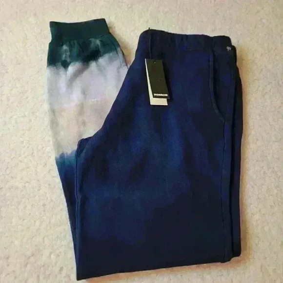 Monrow Sweatpants Womens Small Tie Dye Cotton Pockets USA Athleisure - Picture 6 of 16
